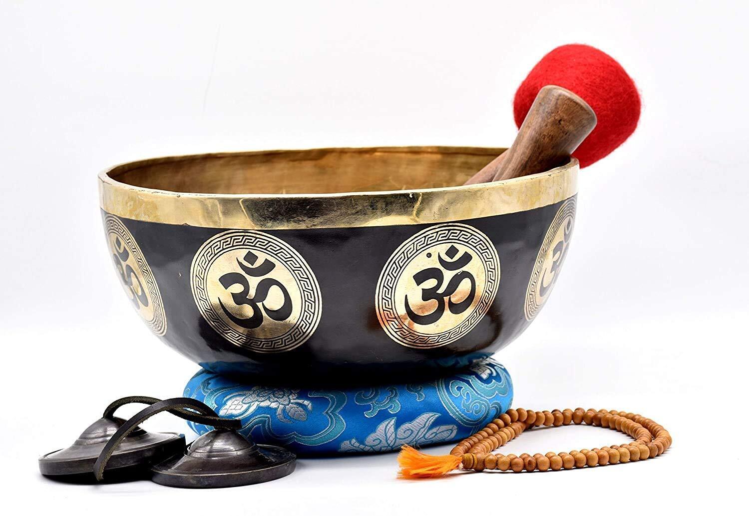 10 Inches Hindu Om ॐ Fine Carving Singing Bowl From Nepal-Meditation Bowlso...