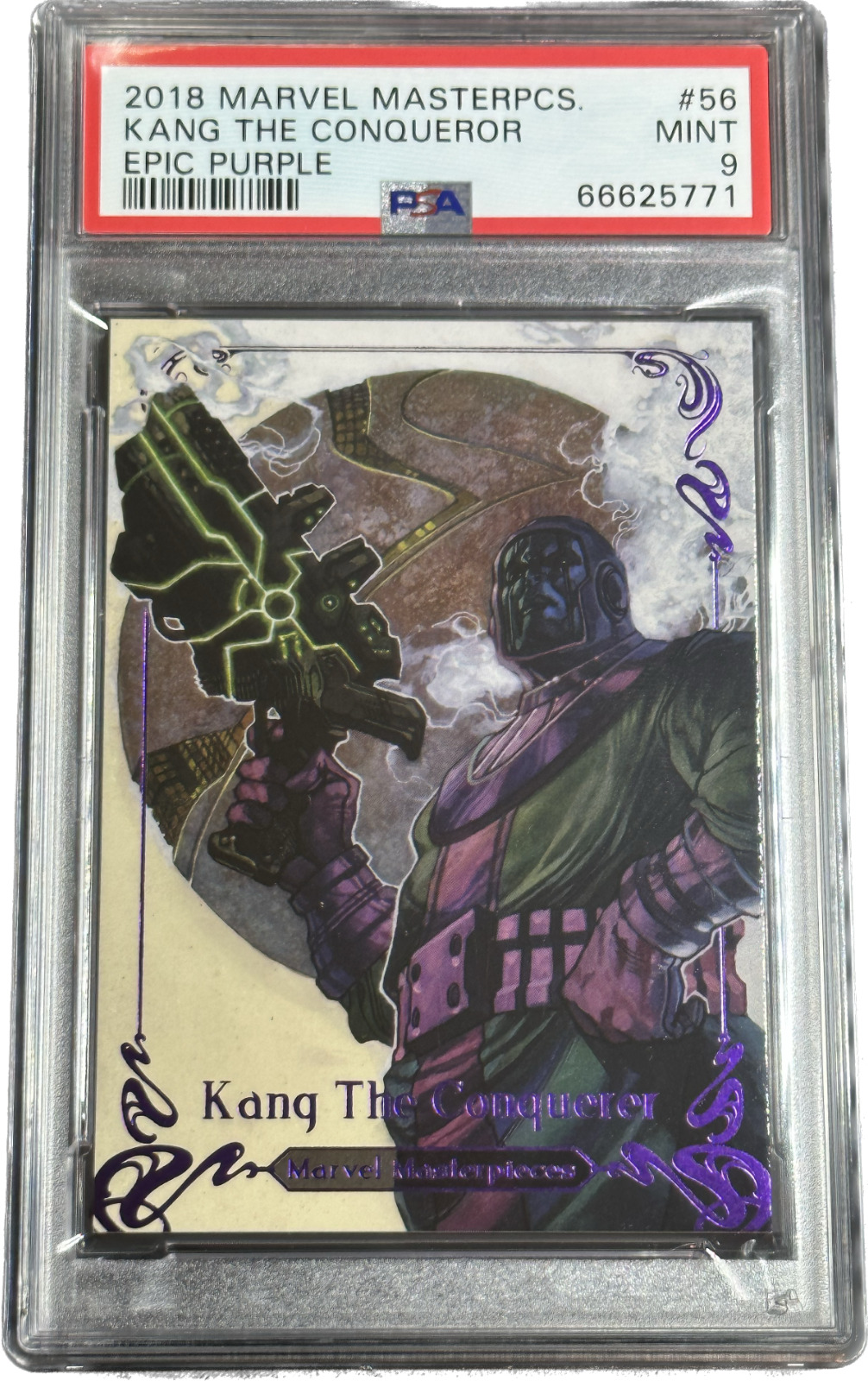 2018 Upper Deck Marvel Masterpieces Epic Purple Kang The Conqueror #56 PSA 9
