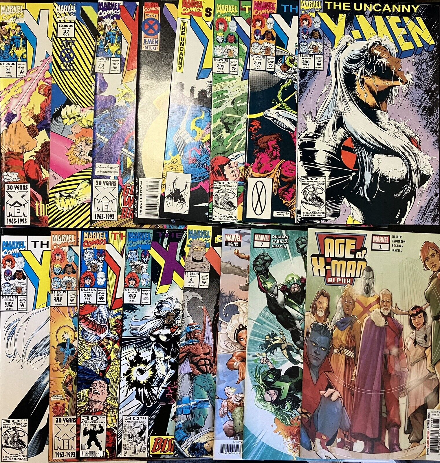 X-men Comic Lot (16 Books) Keys Uncanny 283-298 Powers Of X 2099 Age Of