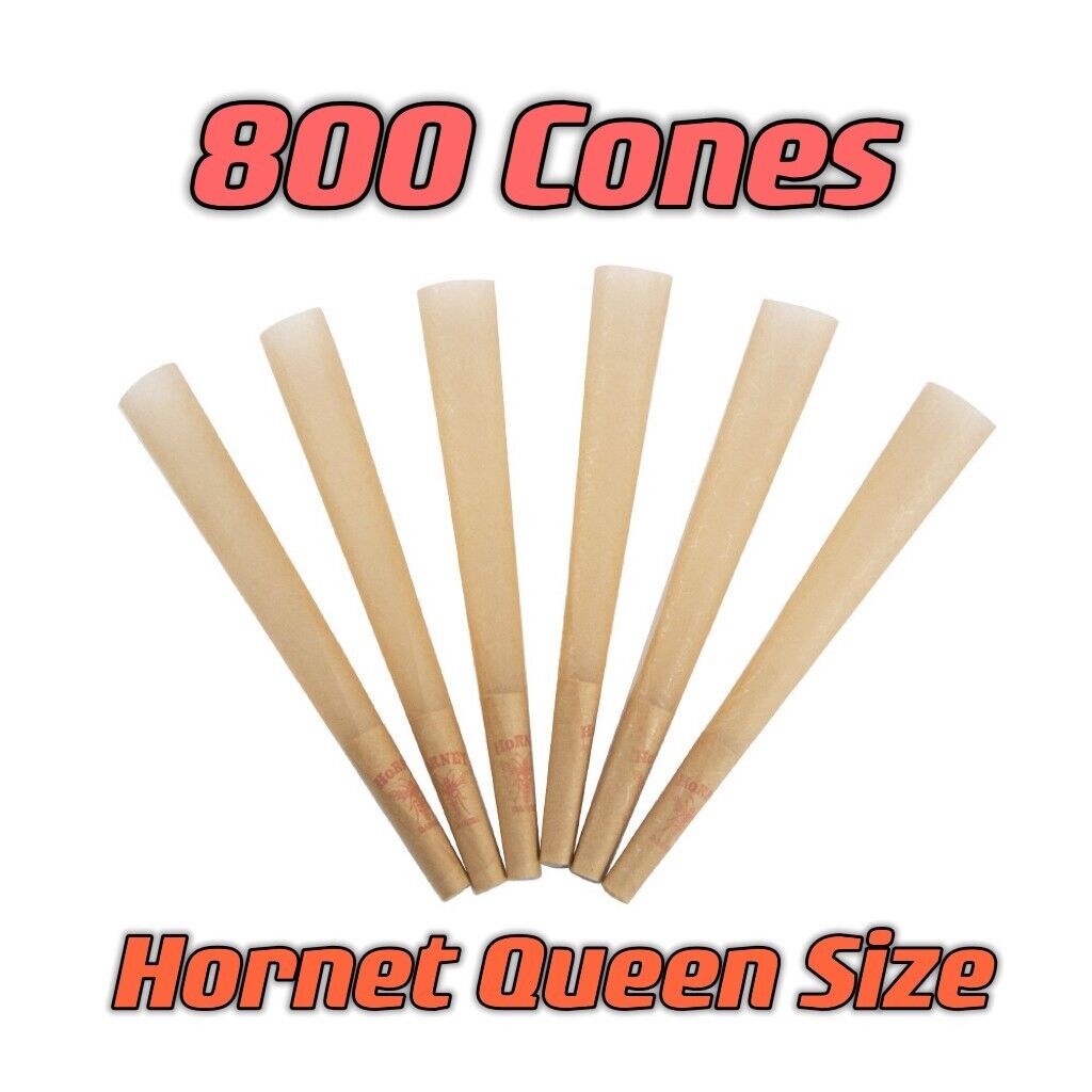 Authentic Hornet Organic Hemp Queen Size Pre Rolled Cone W/Filter Tips 800 Cones