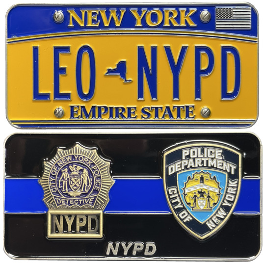 NYPD New York License Plate Thin Blue Line Police Detective Challenge Coin BL13-