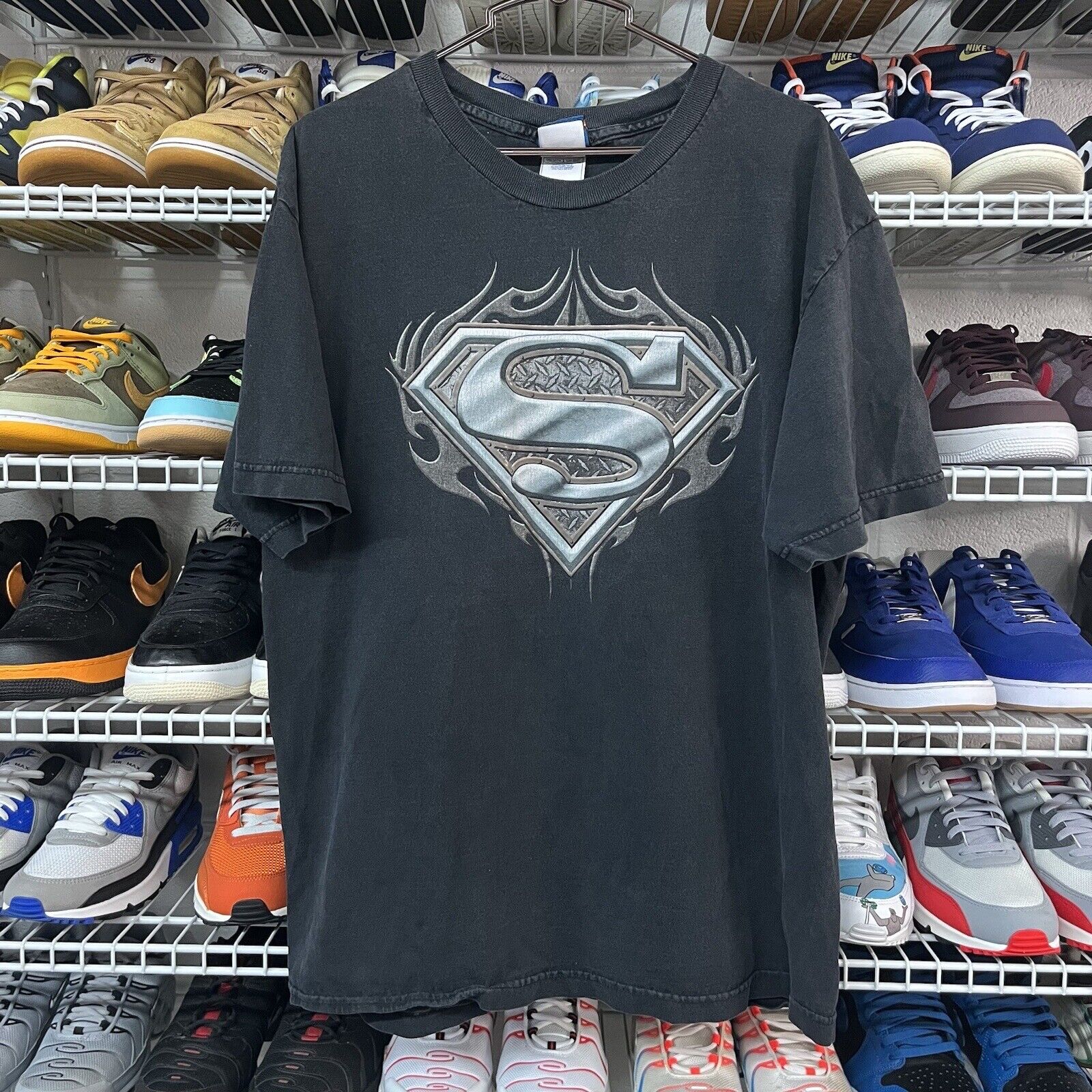 Vtg 2000s Authentic Superman DC Comics Grey Tshirt Sz L