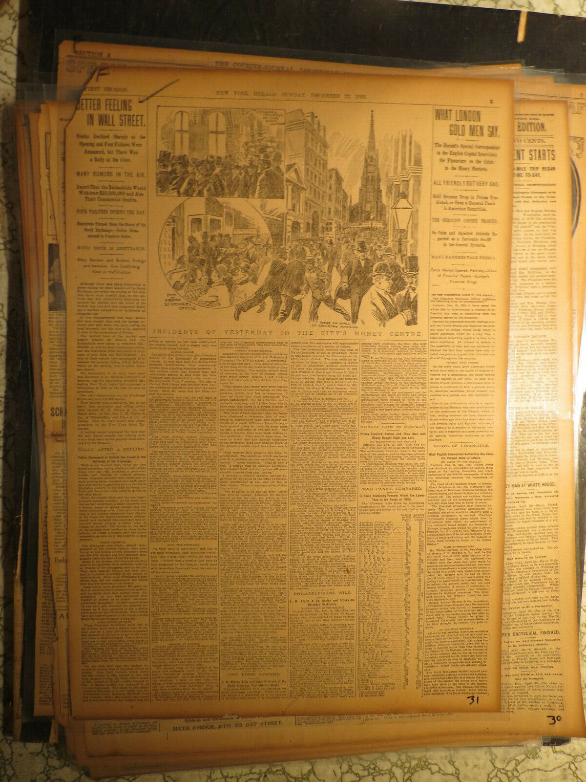 Stock Maraket Wall Street Newspaper 1895 DECLINE MANY RUMORS BOND ISSUE MONEY