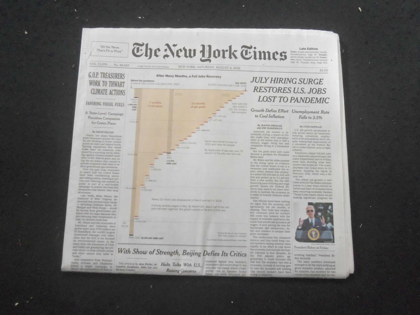 2022 AUG 6 NEW YORK TIMES JULY HIRING SURGE RESTORES U.S. JOBS LOST TO PANDEMIC