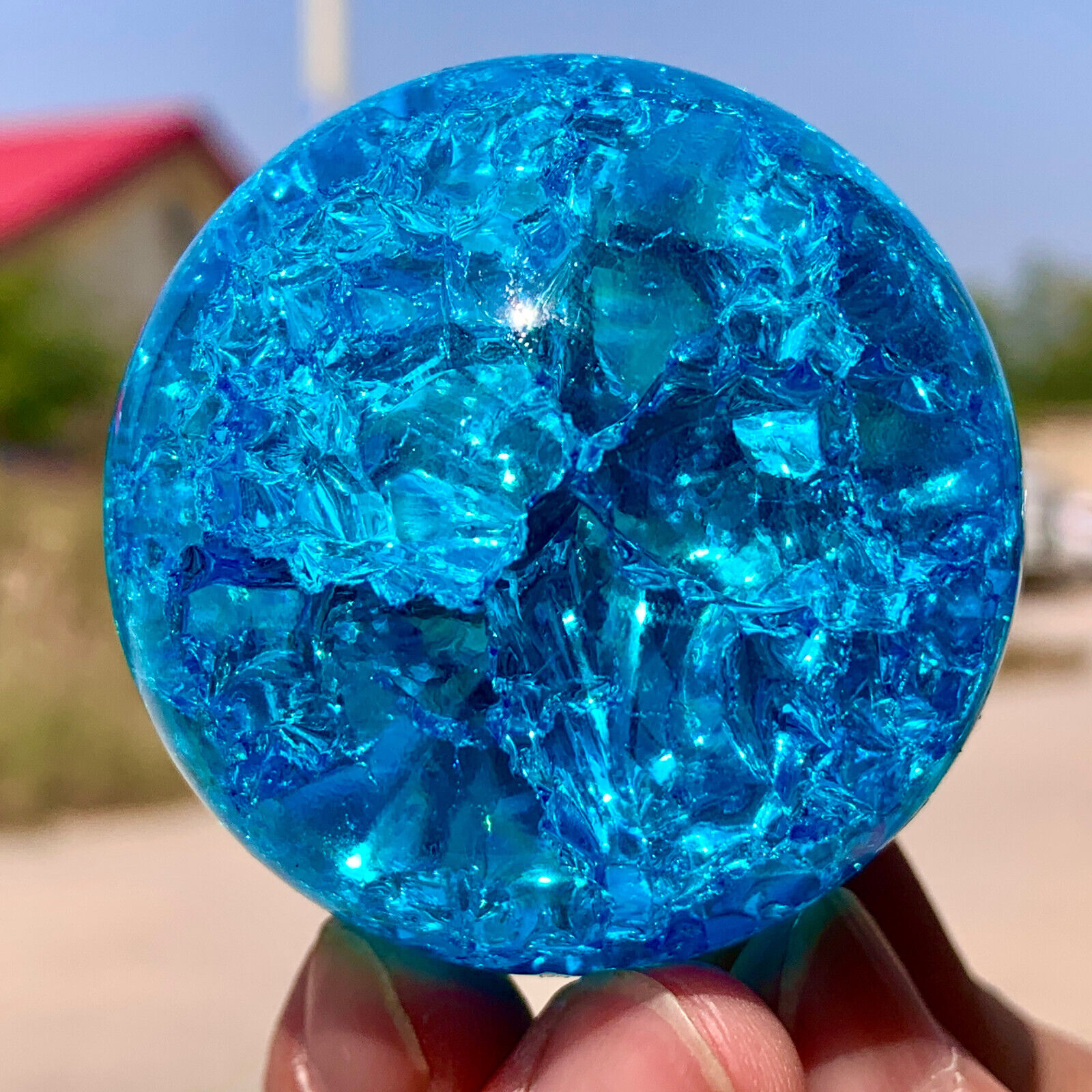 165G Natural Titanium Rainbow Quartz sphere Crystal ball Healing