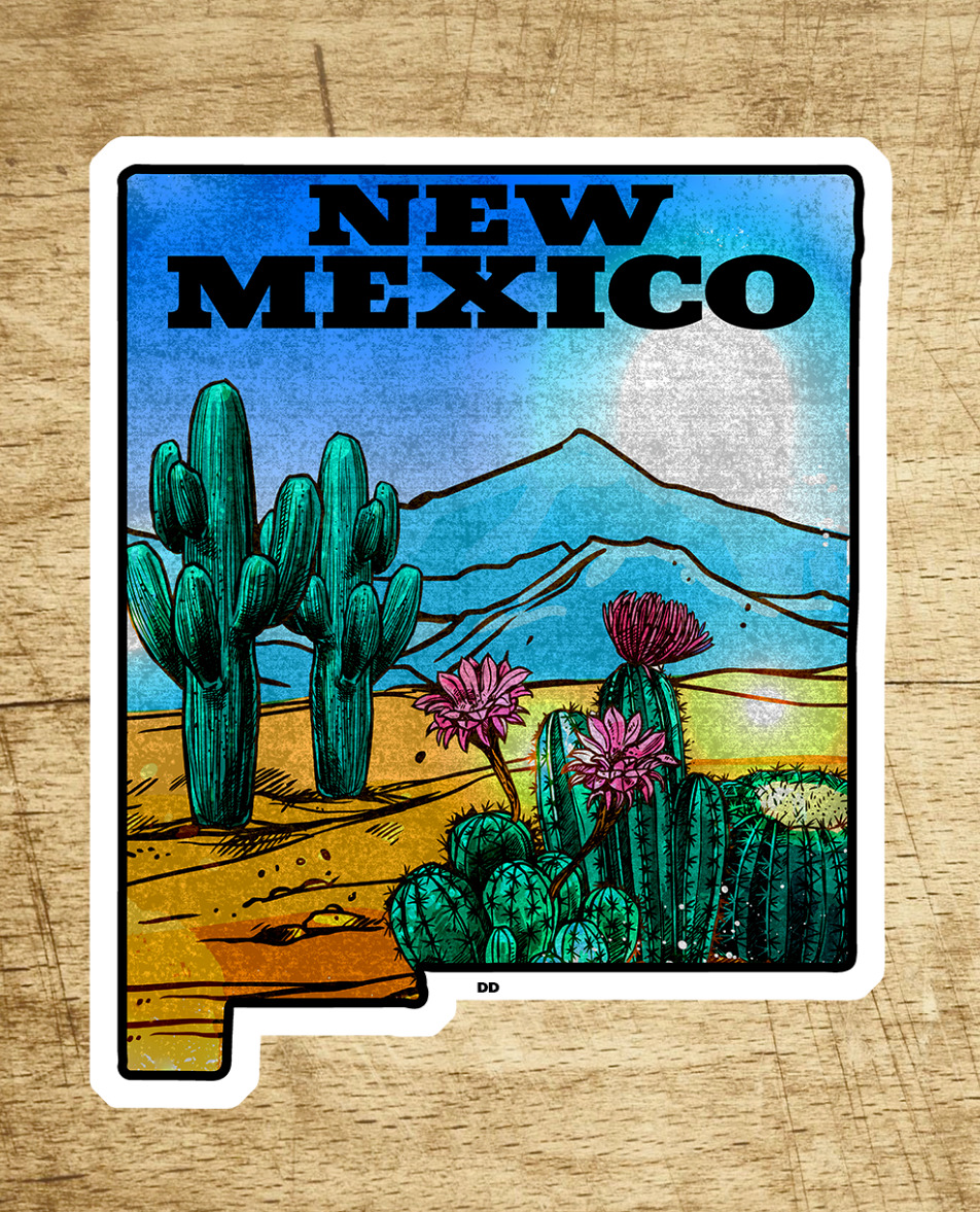New Mexico Cactus Mountains Desert  Sticker Decal Albuquerque Santa Fe 3.5