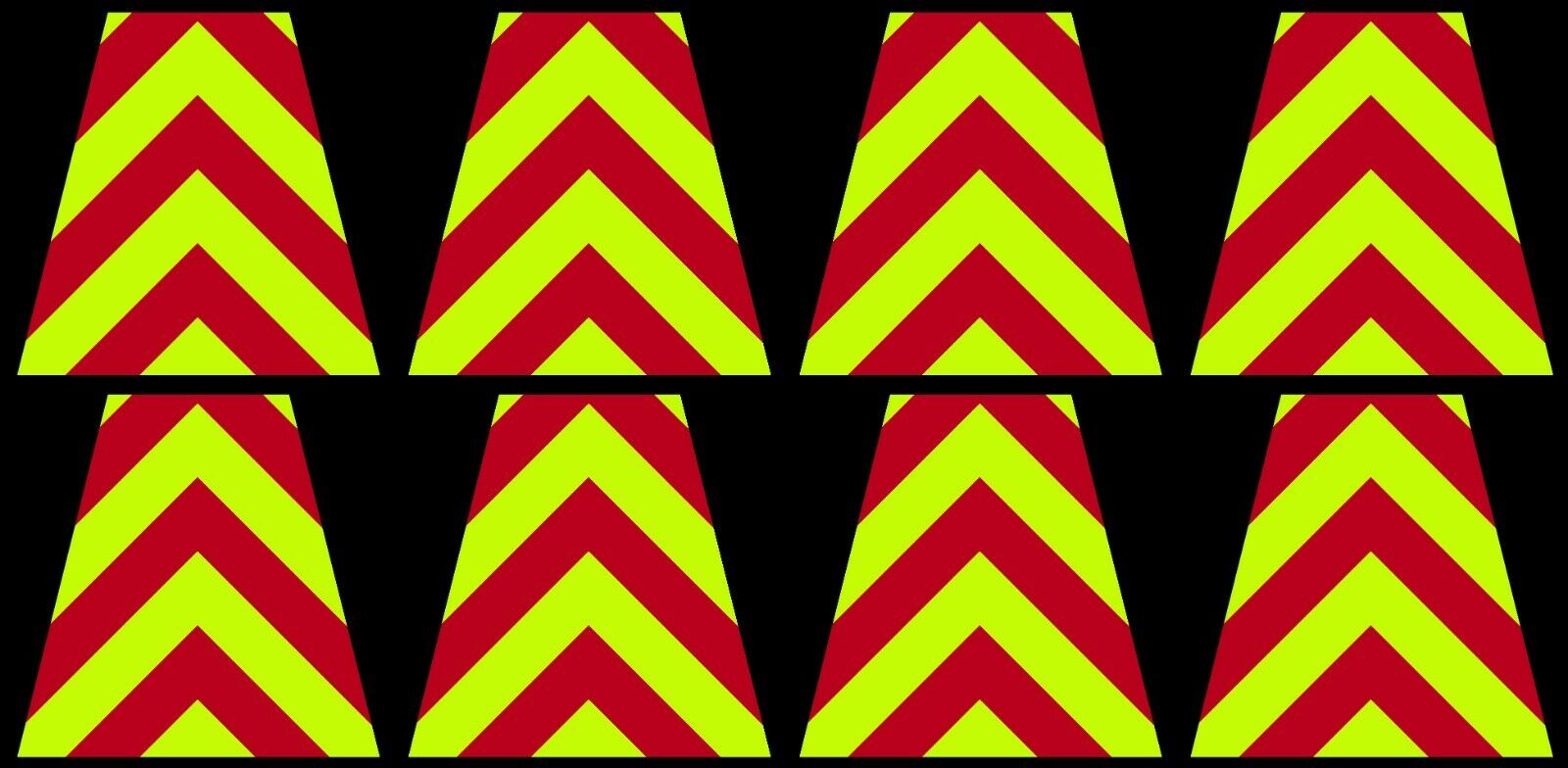 8 Reflective Fluorescent Yellow and Red Chevron Fire Helmet Tetrahedrons Tets