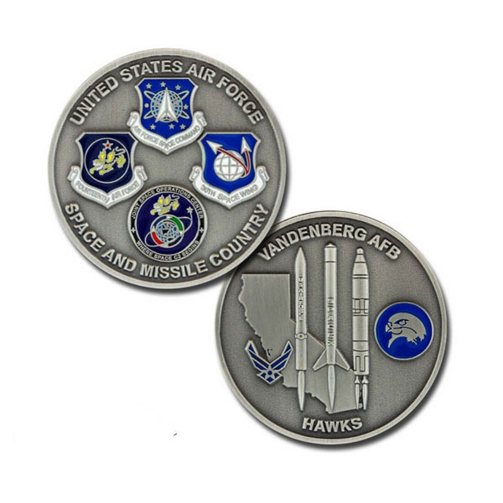 VANDENBERG AIR FORCE BASE HAWKS SPACE AND MISSILE COUNTRY 1.75