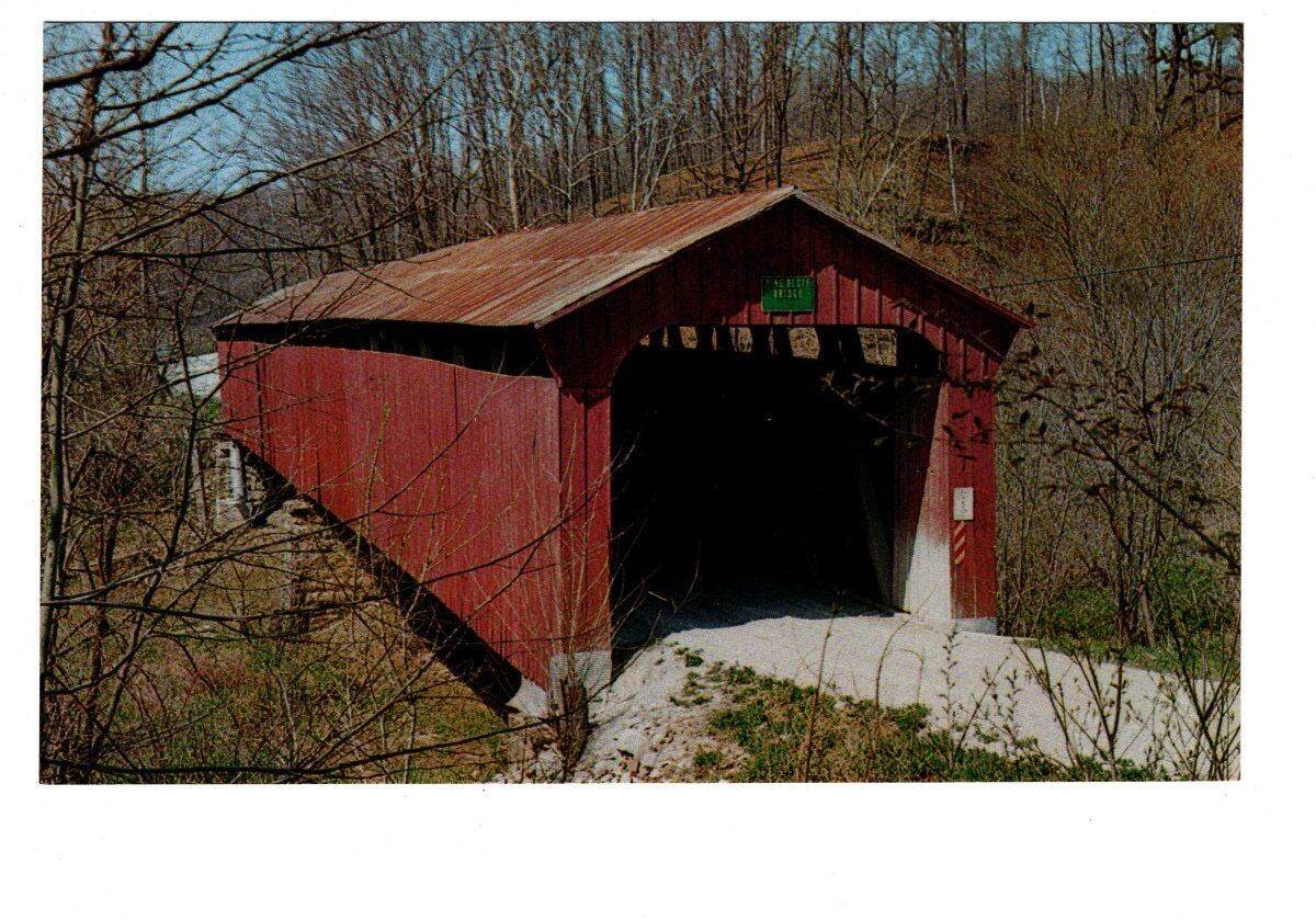 Vintage Putnam  County Indiana Pine Bluff Covered Bridge Unposted Postcard #459