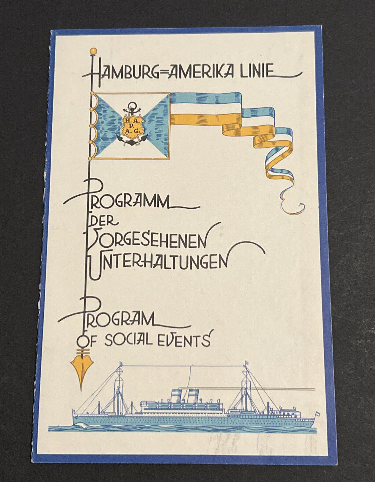 HAMBURG AMERICA LINE ￼ Program of social events 1936 On Board Deutschland￼