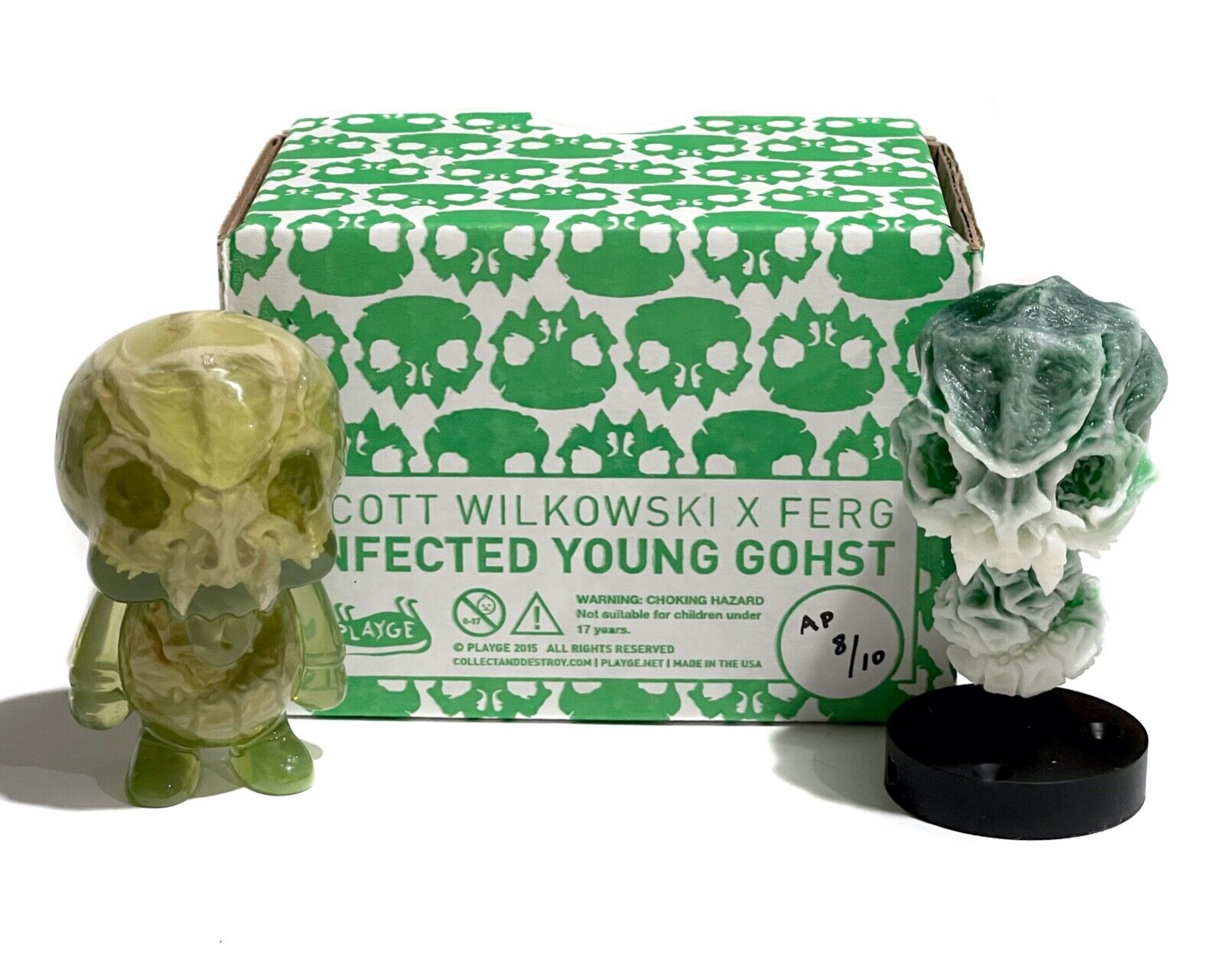 Infected Young Gohst - Green Resin Sculptures by Scott Wilkowski × Ferg - AP Set