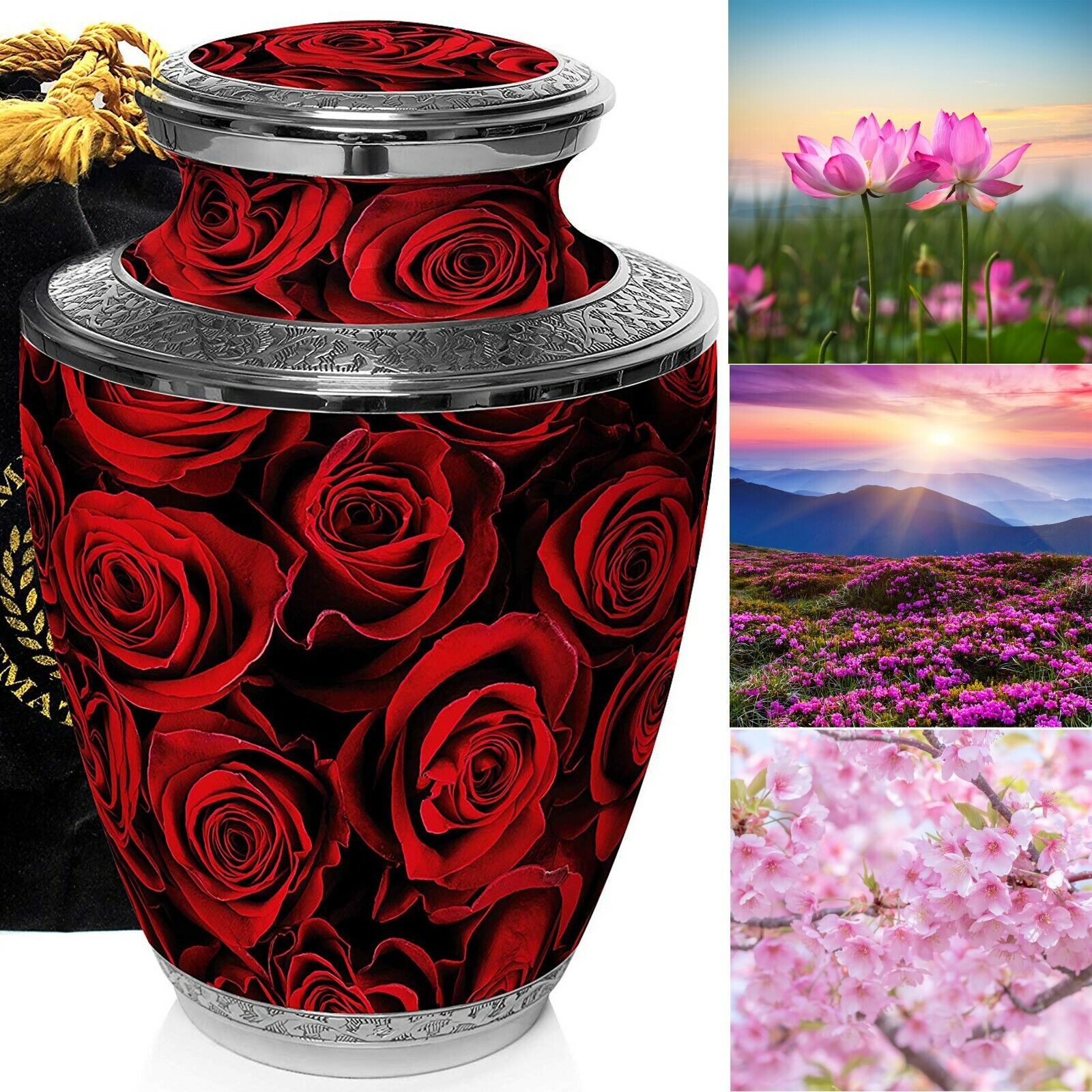 Crimson Rose Cremation Urn, Cremation Urns Adult, Urns for Human Ashes