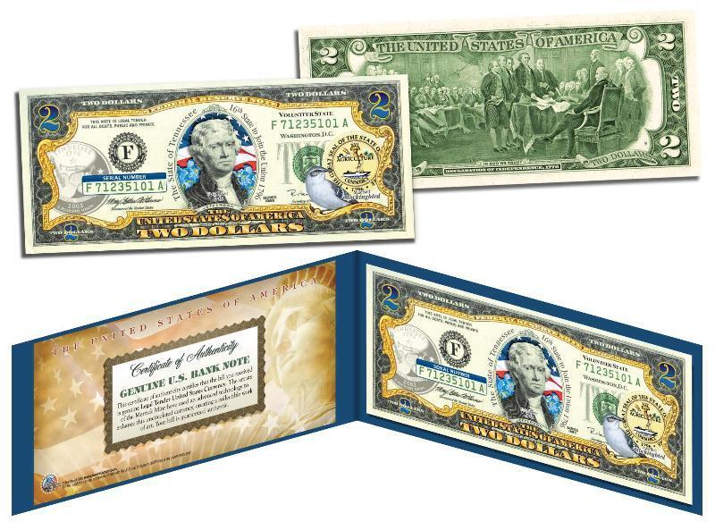 TENNESSEE Statehood $2 Two-Dollar Colorized U.S. Bill TN State *Legal Tender*
