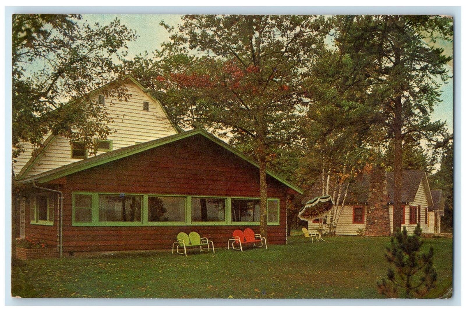 1969 Judd's Resort Modern Resort From Lake Winnibigoshish Bena MN Trees Postcard