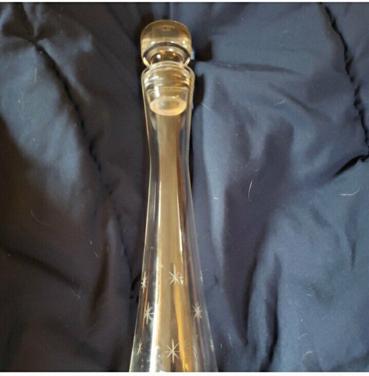 Vintage Retro Classic Elements Etched Stars Glass Cordial Decanter