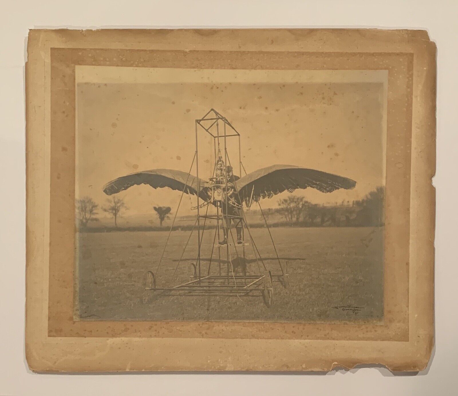 Spectacular 1902 E.P. Frost's Ornithopter Imperial Sized Cabinet Photo Antique