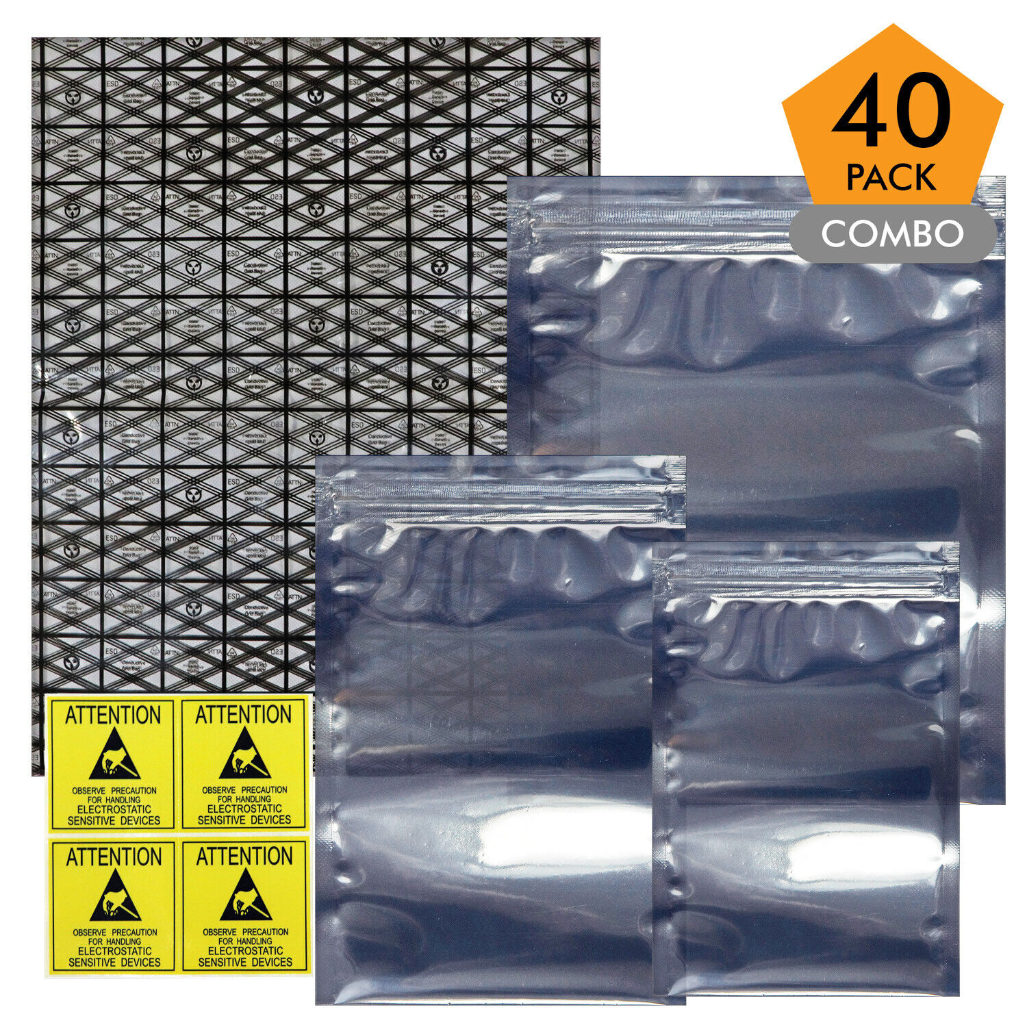 Open Top or Resealable Antistatic Bags ESD Shielding Bag with Anti-Static Labels