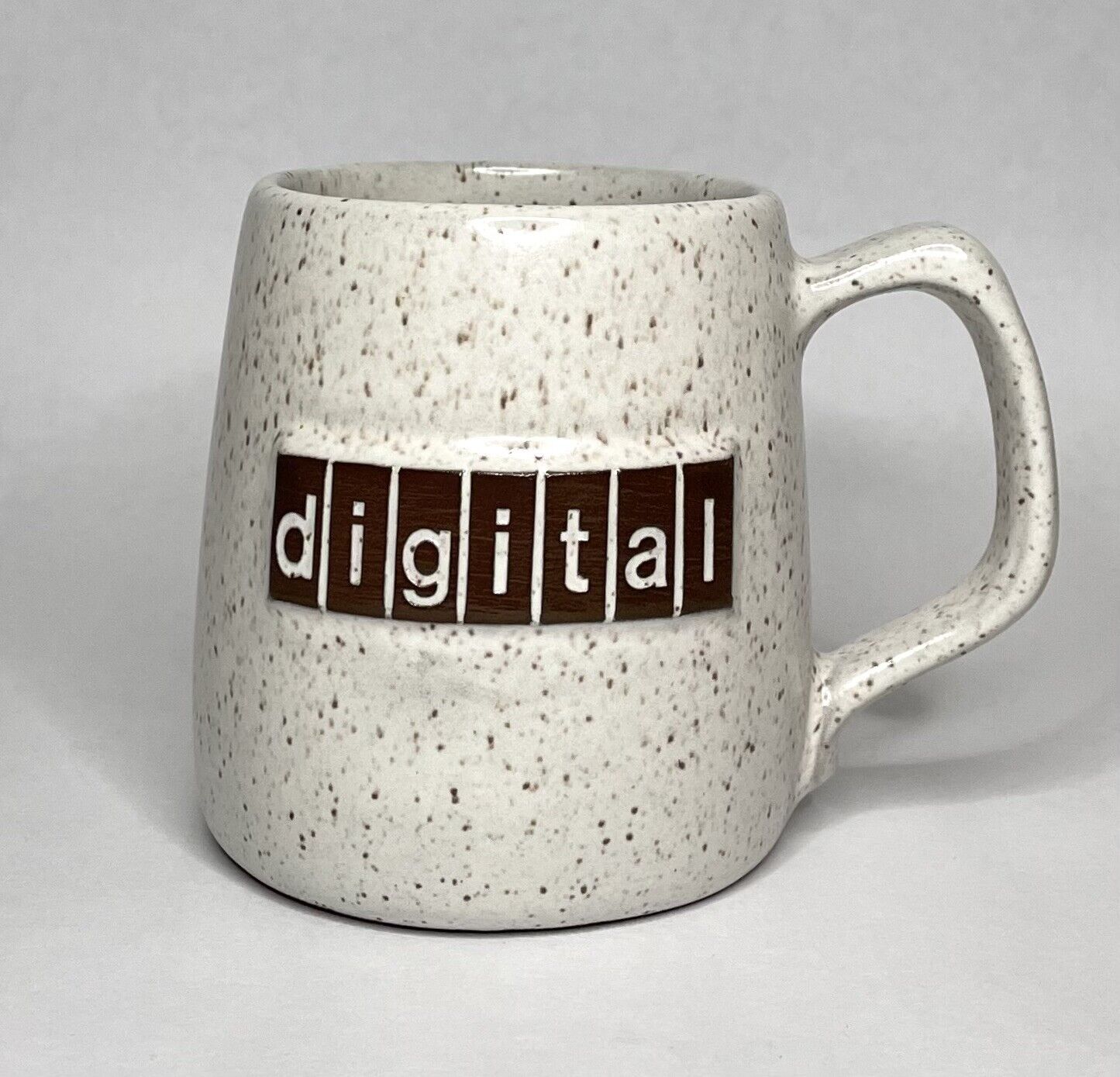 Vintage “digital” Coffee Mug Speckled Cream and Brown
