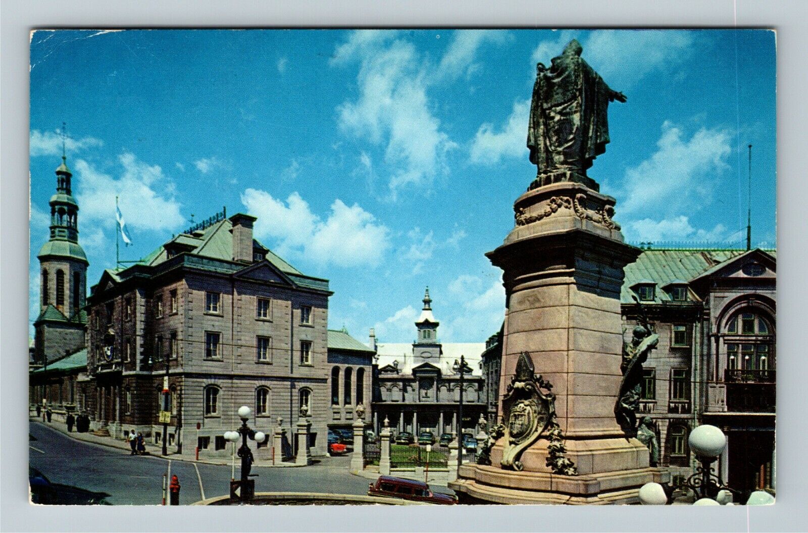 Quebec City-Quebec, Monument Monsignor Laval, Vintage Postcard
