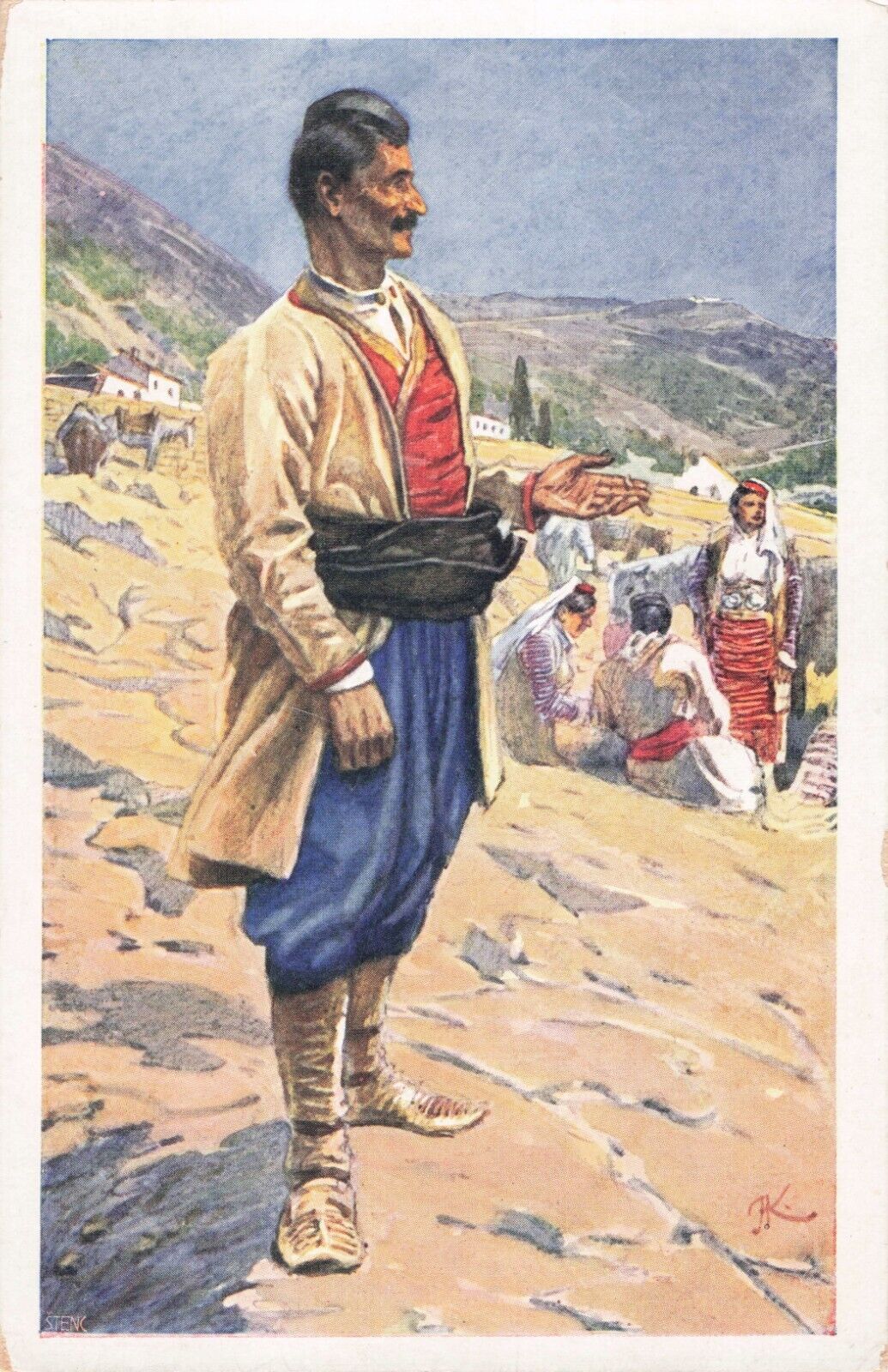 Artist Signed Adolf Kaspar Dubrovnik Croatia Man Ethnic Costume Vintage Postcard