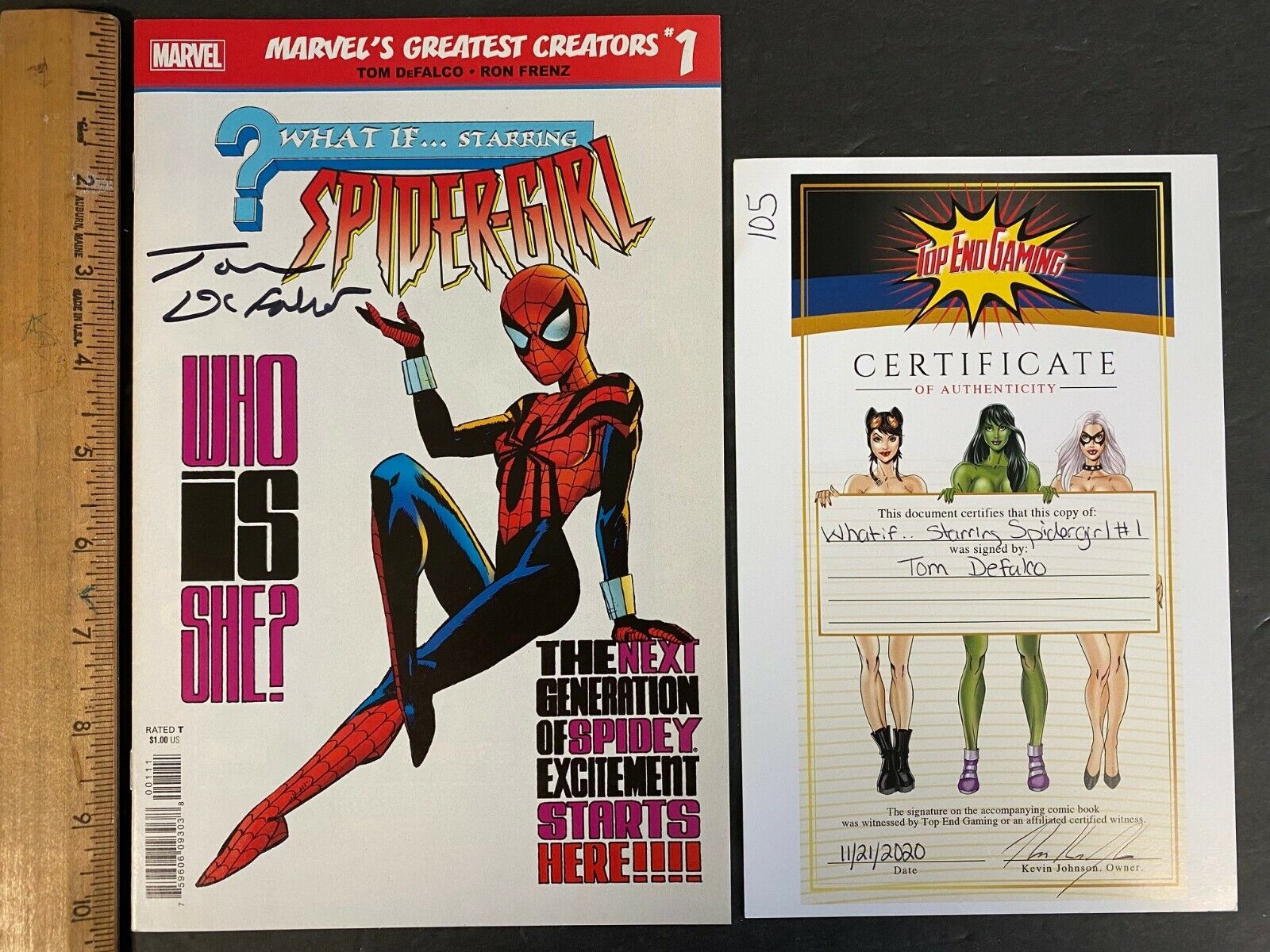 WHAT IF?...STARRING SPIDER-GIRL #1 COMIC SIGNED BY TOM DEFALCO W/COA (MS) 102321