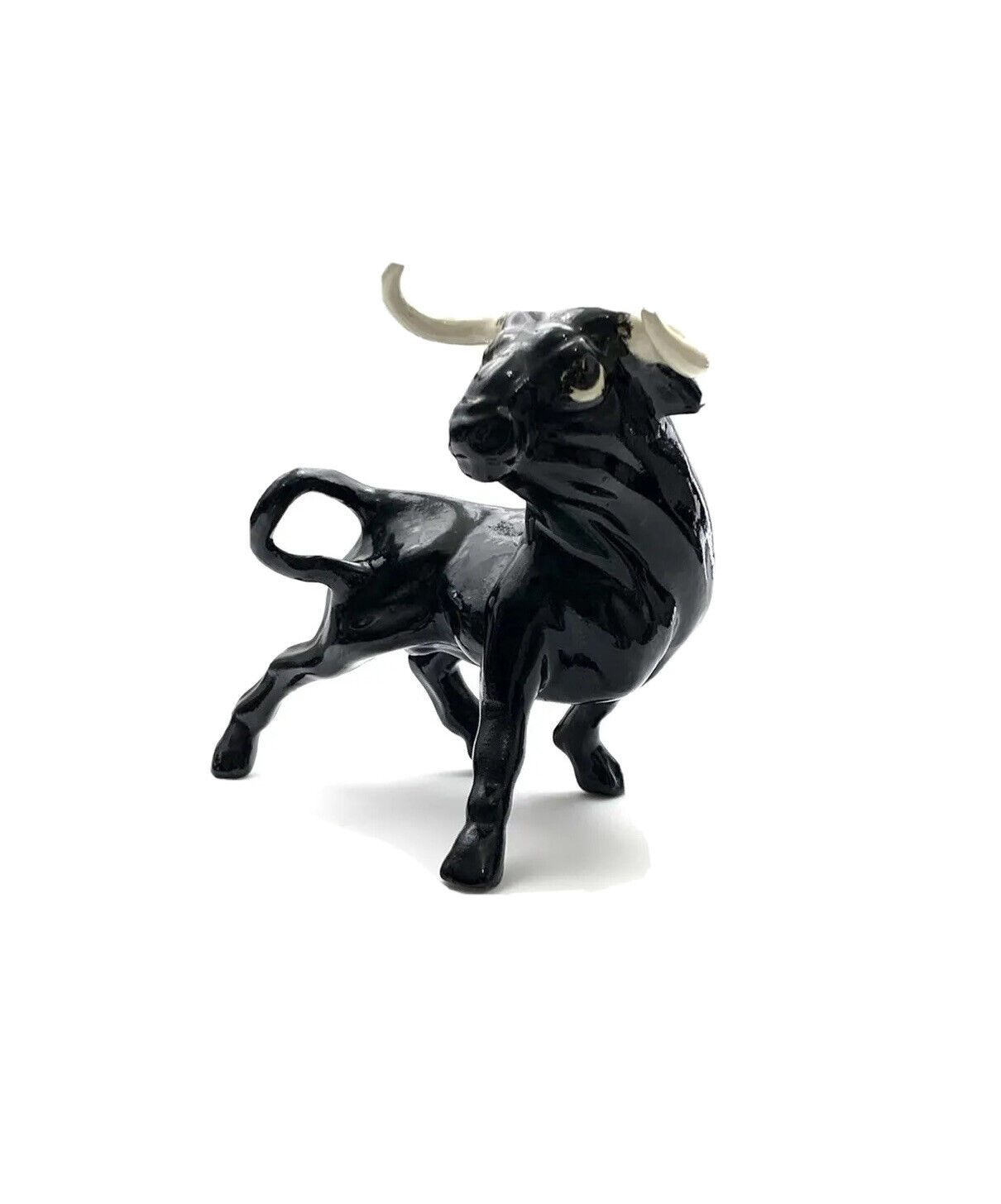 Bull Fighting Figurine Ceramic MCM Vintage Office ￼ Man Cave ￼Decor Gift