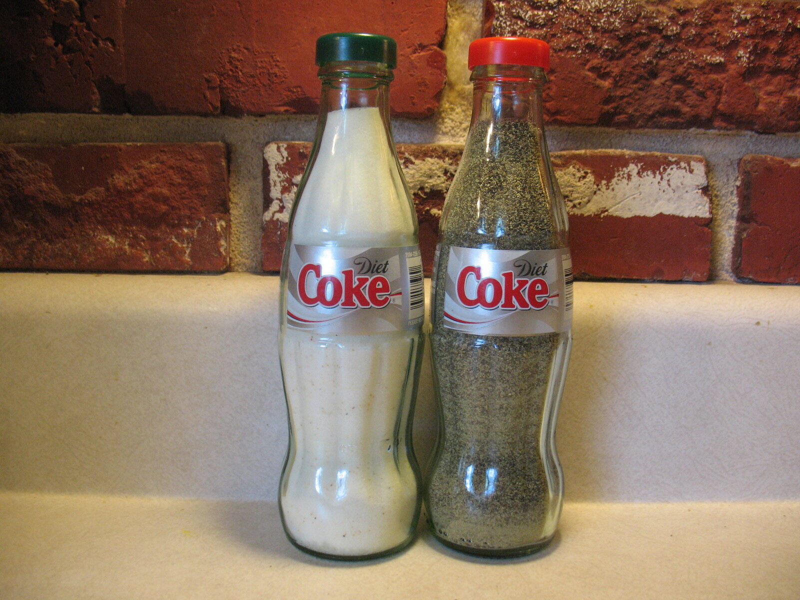 COCA-COLA (DIET) 8oz SALT AND PEPPER SHAKERS (Glass Bottles)