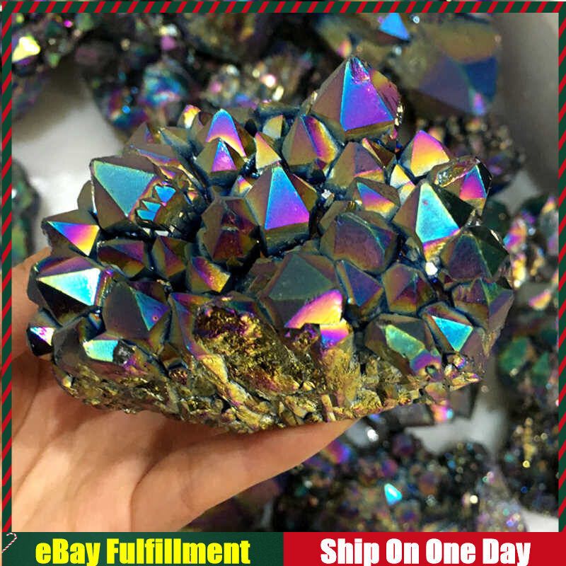 100g Large Natural Rainbow Aura Titanium Bismuth Crystal Cluster Specimen Chakra