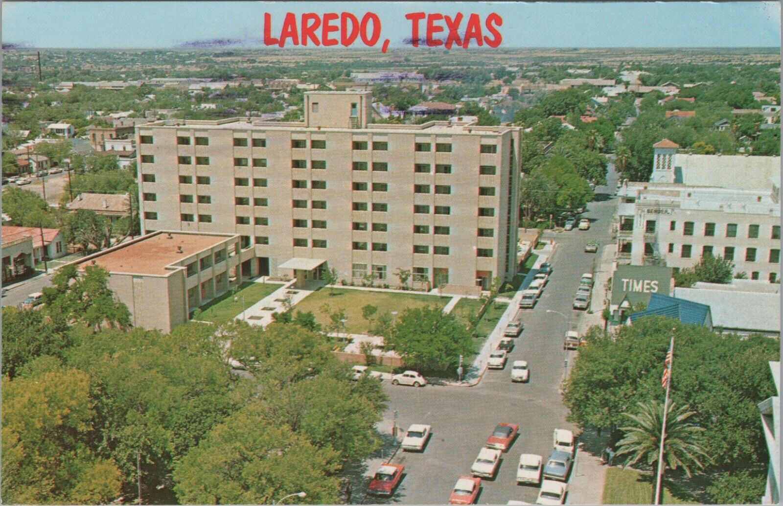 c1960s Laredo Texas senior citizen home birds eye view advertising postcard E852