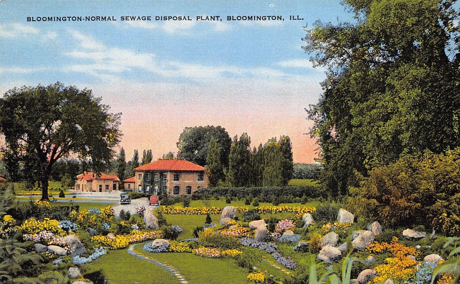 Bloomington Illinois 1940s Postcard Bloomington-Normal Sewage Disposal Plant