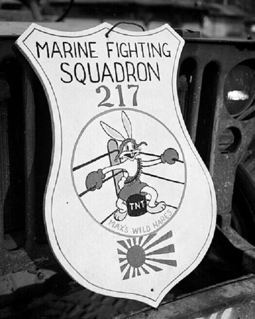 Insignia of Marine Squadron 217, based on Bougainville 8x10 WWII Photo 153a