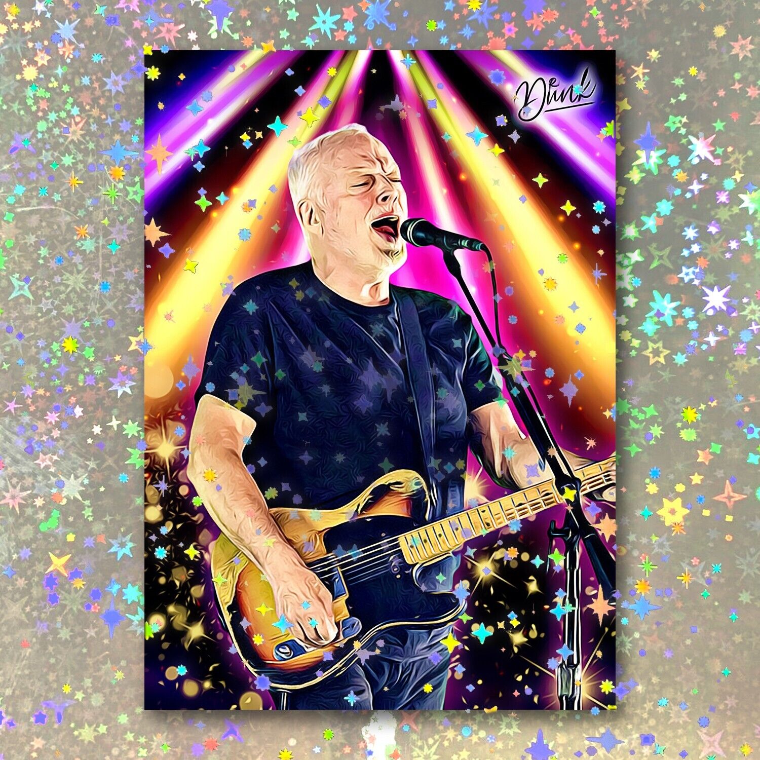 David Gilmour Holographic Headliner Sketch Card Limited 1/5 Dr. Dunk Signed