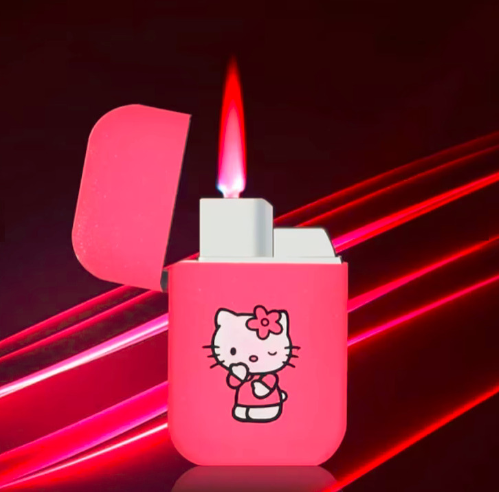Pink Glitter Hello Kitty Pink Flame Pocket Lighter Refillable Cute NEW US SELLER