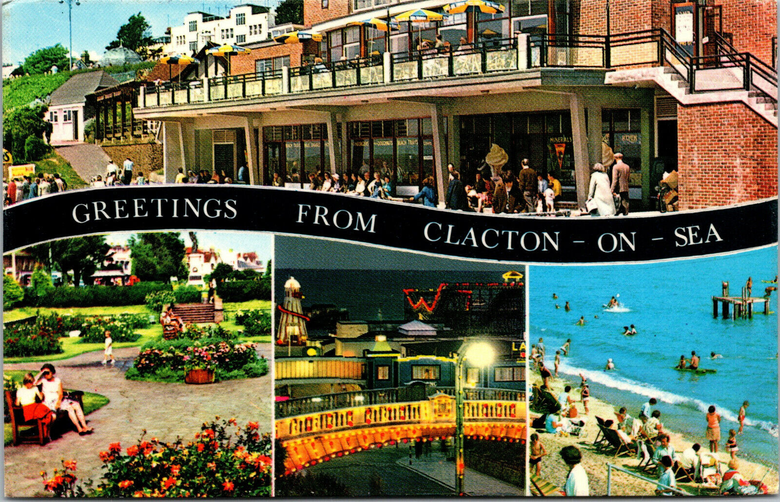 Vtg Greetings from Clacton-On-Sea Multiview Essex England Postcard