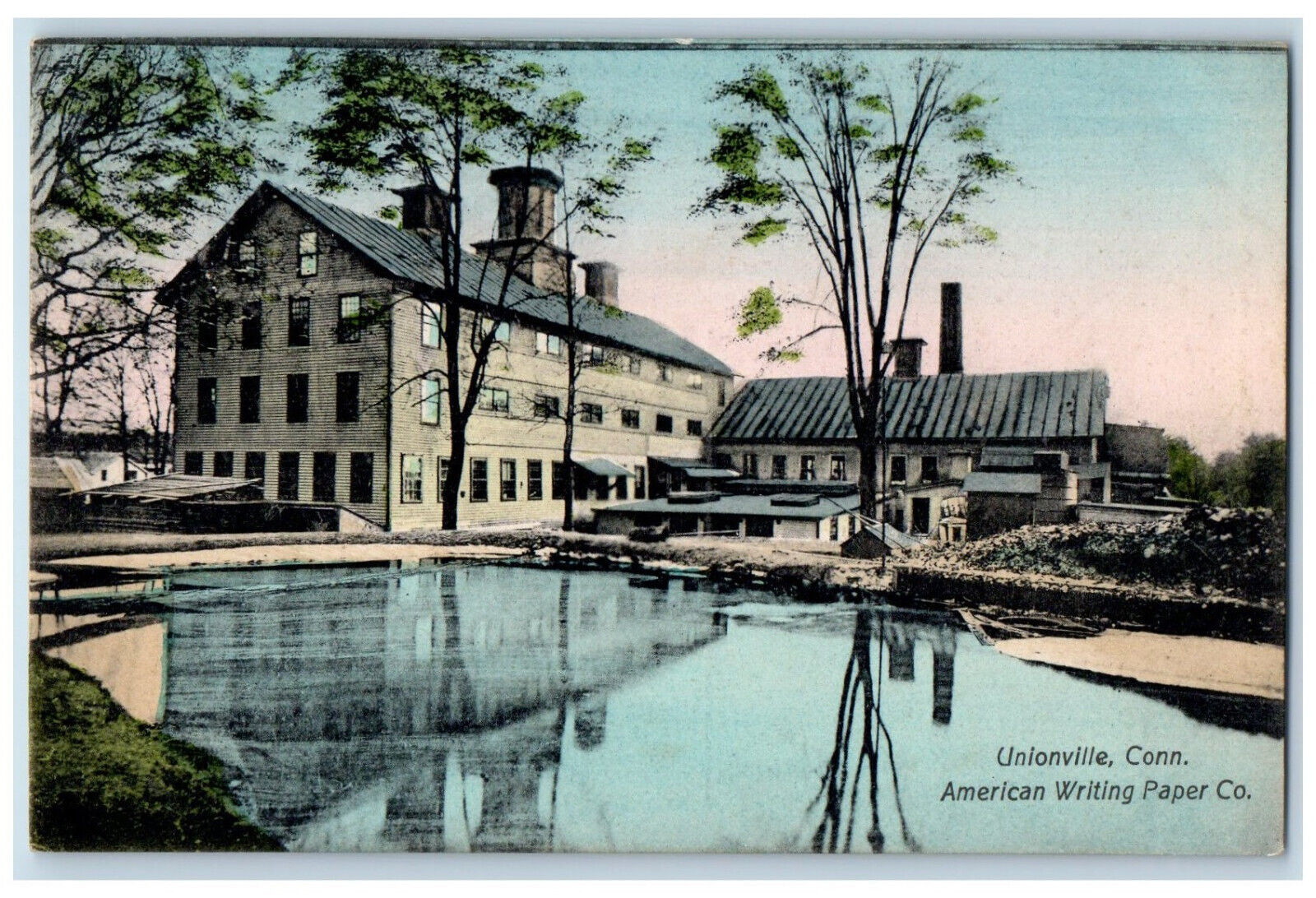 1909 American Writing Paper Company Unionville Connecticut CT Postcard
