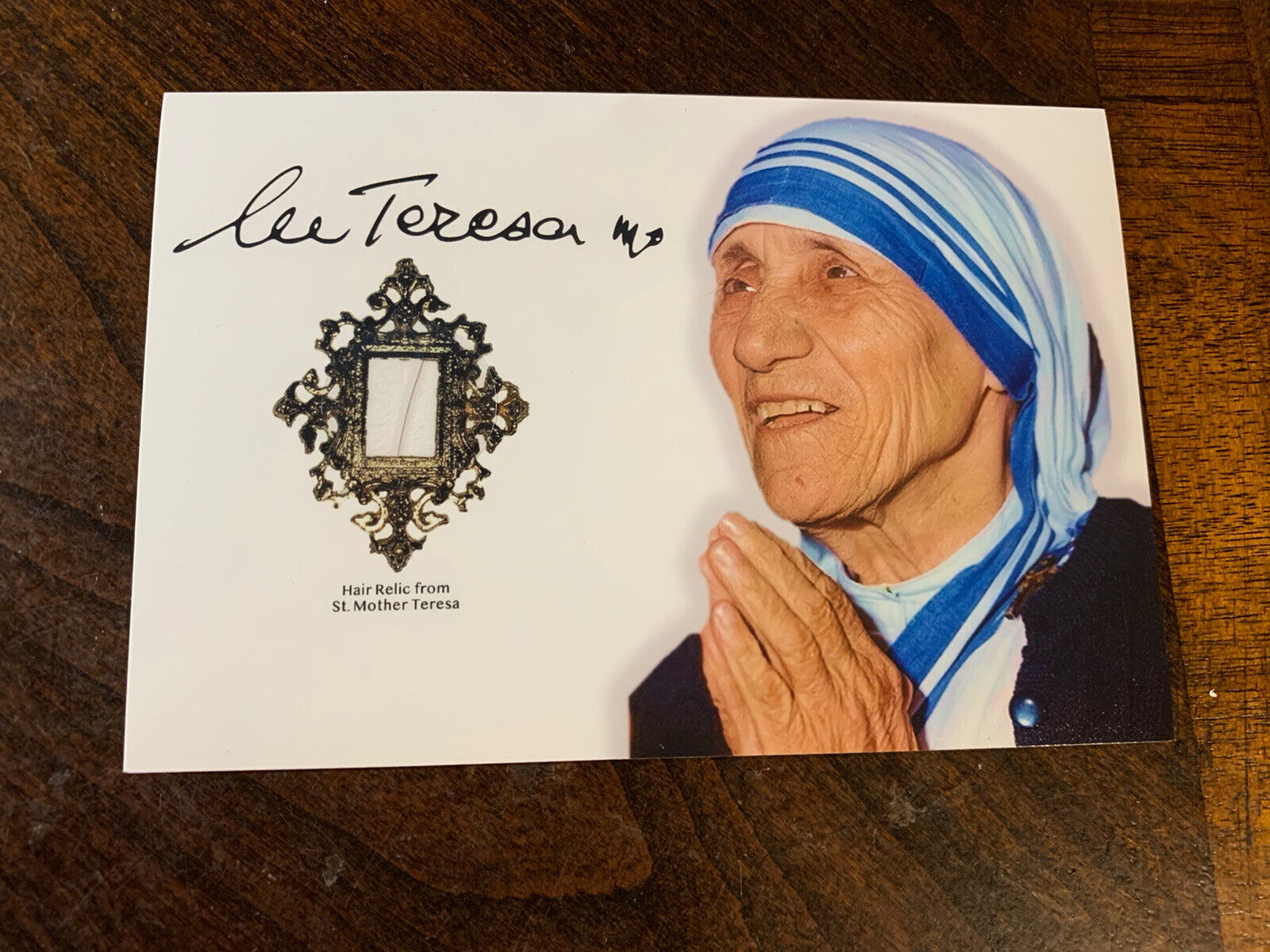 Saint Mother Teresa Hair Strand lock speck Relic Catholic COA ex Capillis photo
