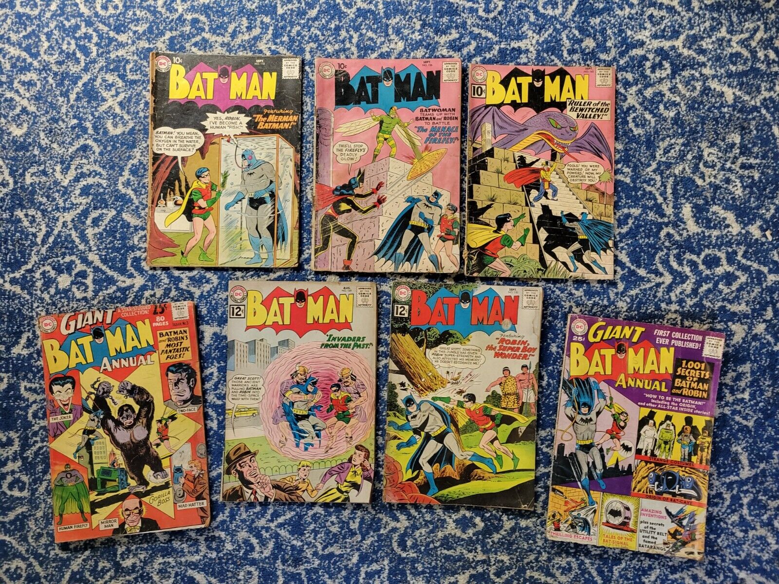 Vintage Lot 7 Batman Comics 1958 To 1961 #118,126,142,149,150+Giant Batman #1,3 