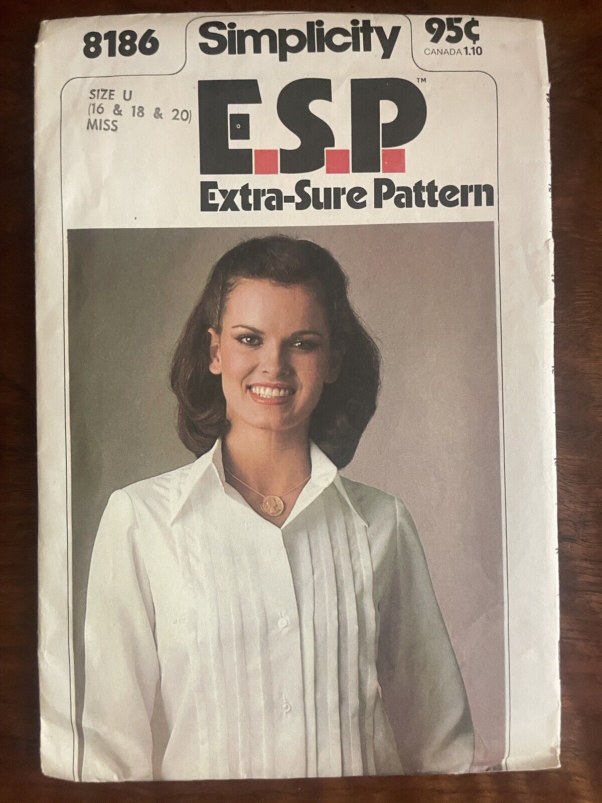 Vintage Simplicity ESP Extra Sure Pattern 8186 Shirt Cut Size U 16, 18, 20