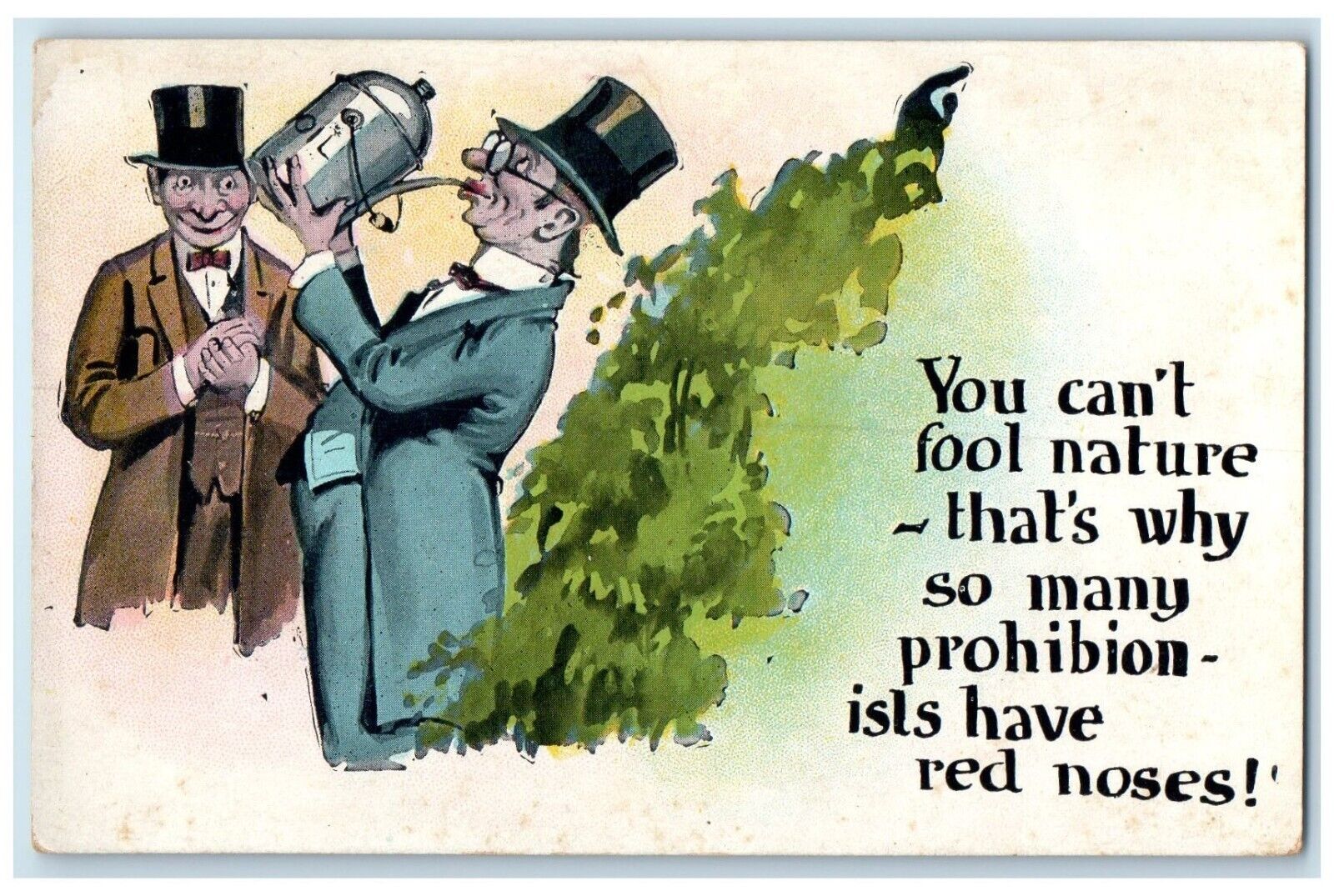 c1930's Drunk Man You Can't Fool Nature Prohibition Unposted Vintage Postcard