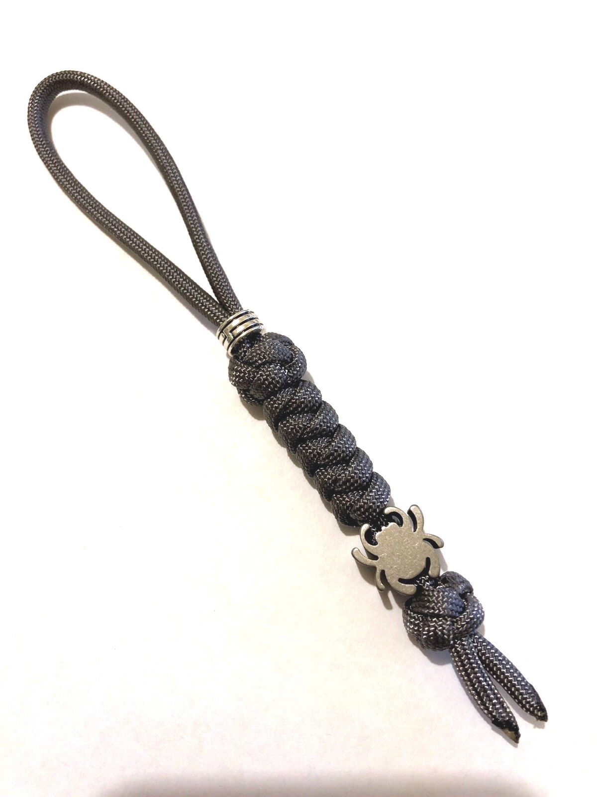 550 Paracord Knife Lanyard Graphite Cord With Titanium Alloy Spyderco Bead