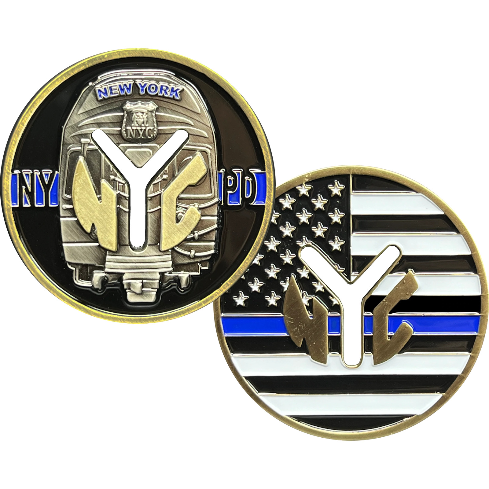 GL1-001 New York City Transit Police Department Thin Blue Line Challenge Coin