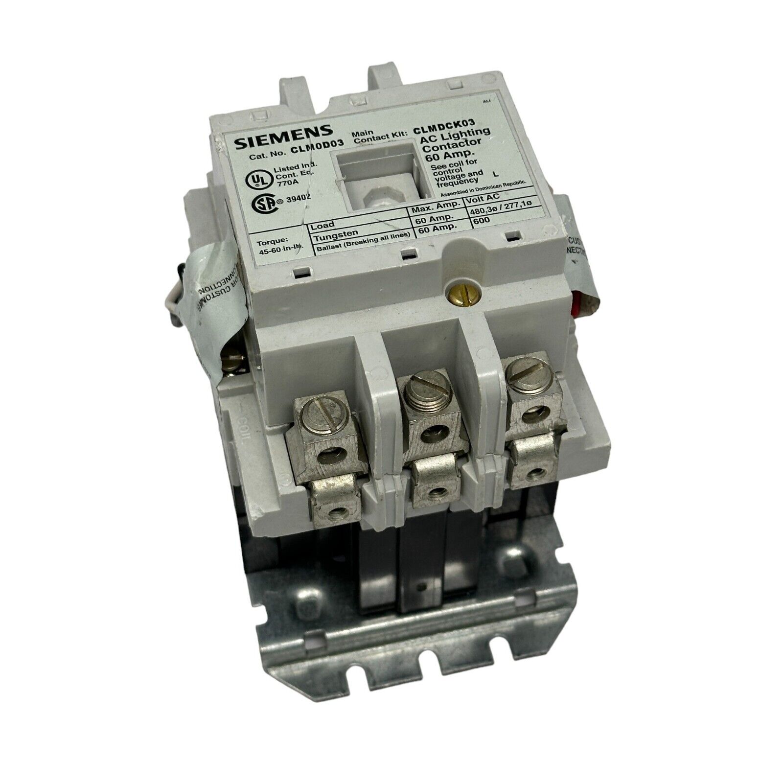 Siemens CLM0D03 AC Lighting Contactor 60 Amp 120V Coil