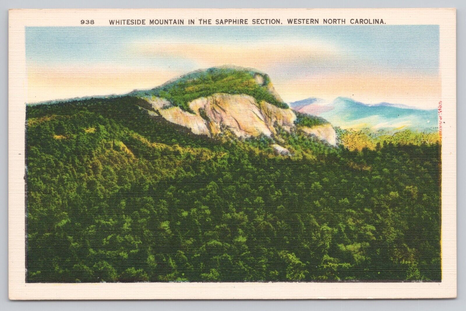 Cashiers North Carolina, Whiteside Mountain Scenic View, Vintage Postcard