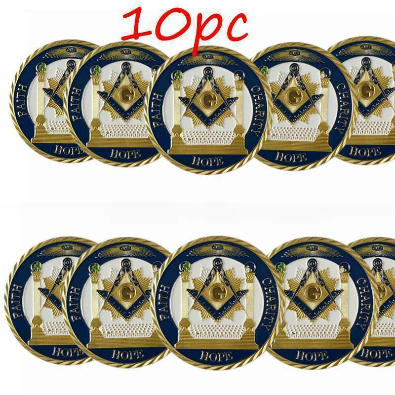 10x Masonic Freemasonry Tokens Masonic Hope Faith Charity Challenge Coin Collect