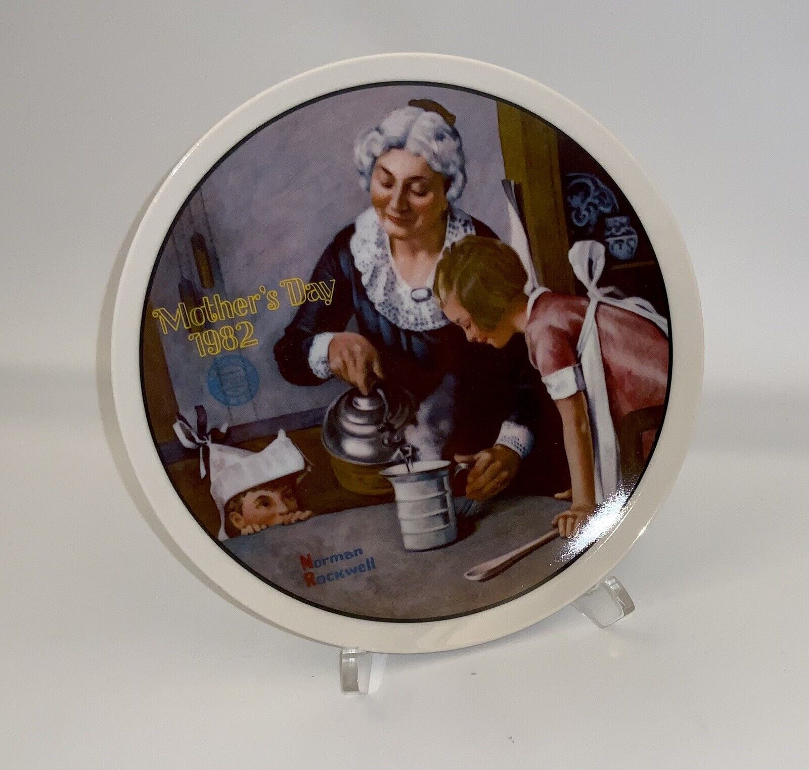 Mothers Day 1982 Limited Edition Norman Rockwell Cooking Lesson Collector Plate