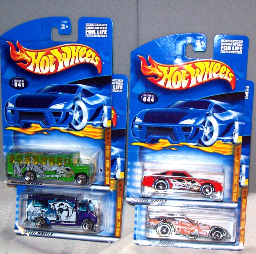 Set of 4 FOSSIL FUEL SERIES 2001 Hot Wheels Diecast 1:64 Cars
