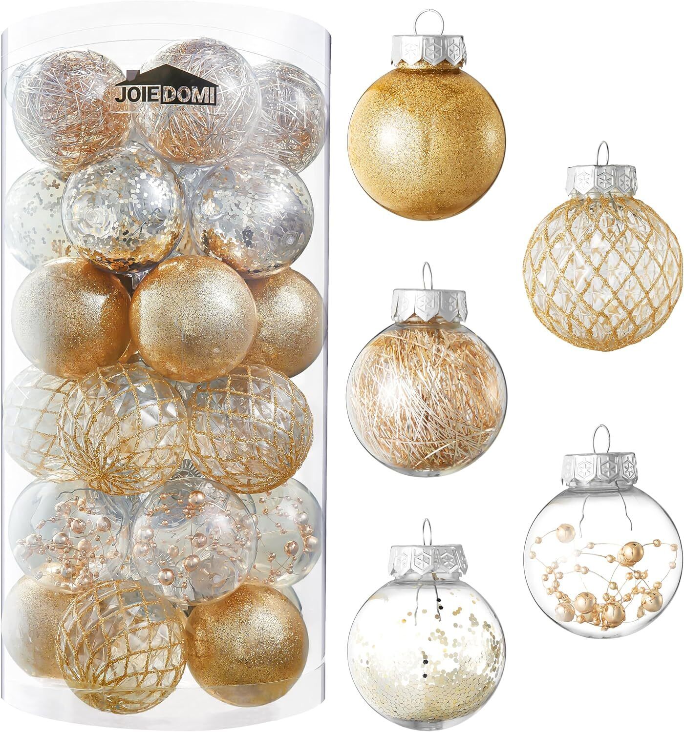 Syncfun 30 Pcs Christmas Clear Plastic Champagne Ornament Set, 2.36?? Xmas Gifts