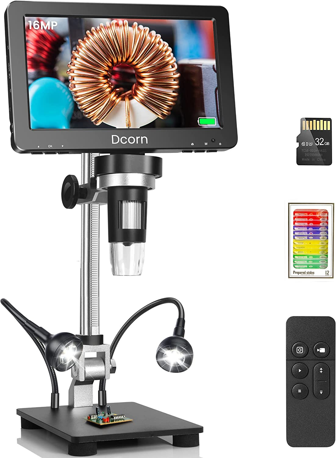 16MP Soldering Microscope with Lights for Adults | HDMI LCD Digital Microscope
