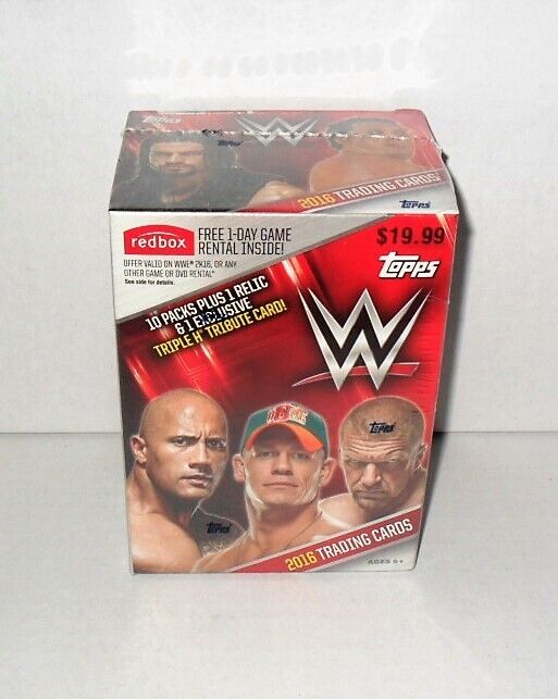 TOPPS 2016 WWE TRADING CARDS BLASTER BOX (10) PACKS & 1 RELIC & TRIPLE H CARD