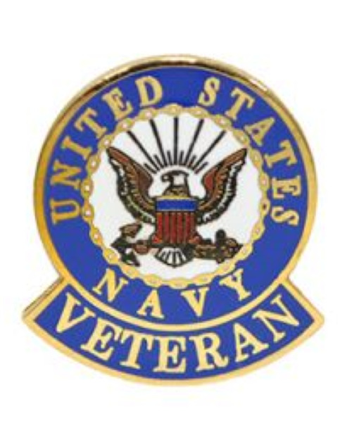 US Navy Veteran  1 inch Pin  Blue Rocker
